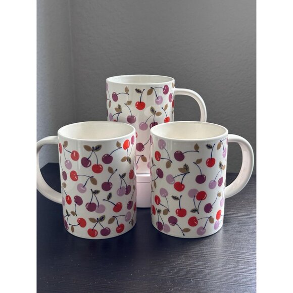 Room Essentials cherry print stoneware mug 16 oz, ceramic coffee cup, cute fruit - Picture 7 of 8